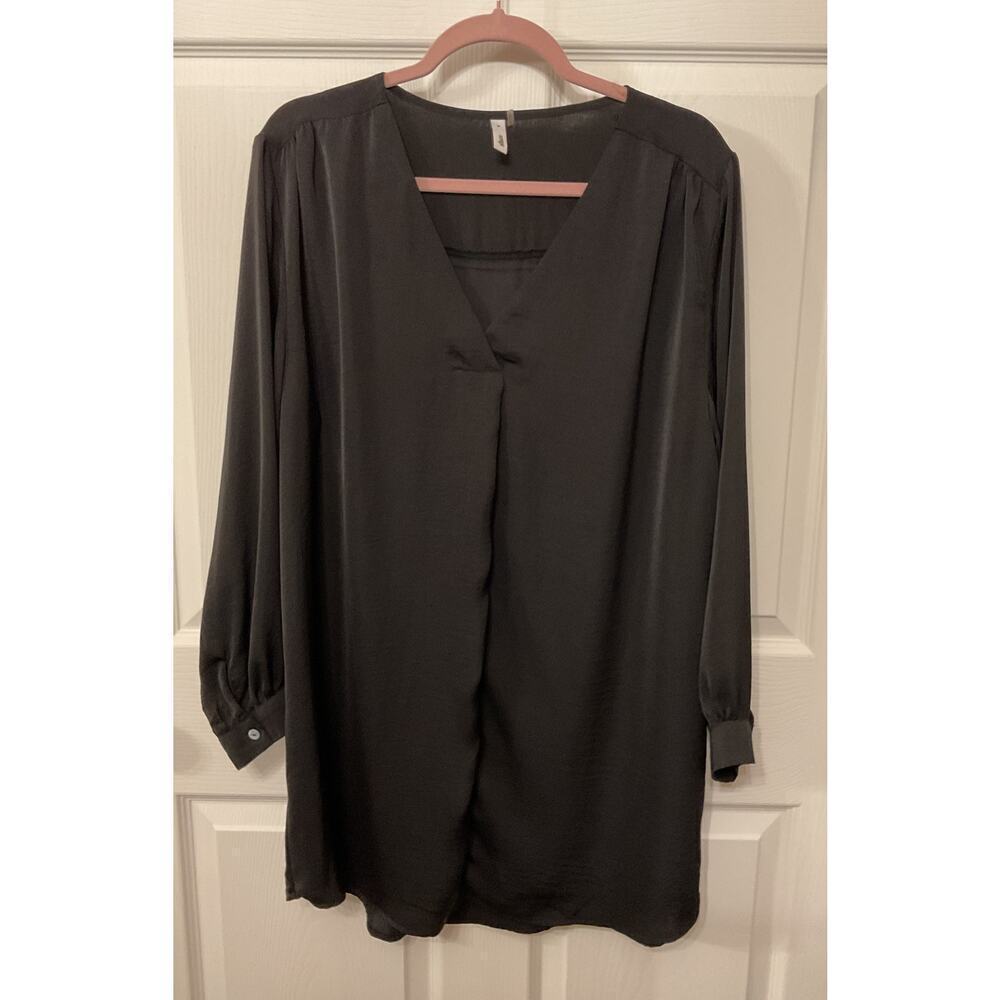 Glam Black Long Sleeve Shirt Sheath Dress, M